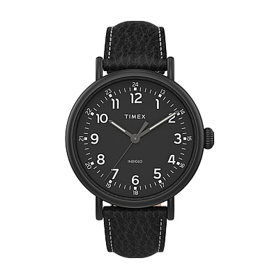 Timex® Standard XL 43mm Leather Strap - Black Timex® Standard XL 43mm Leather Strap - Black